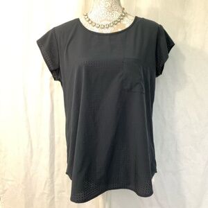 Ann Taylor // Outlet Navy Perforated SS Top Large z26